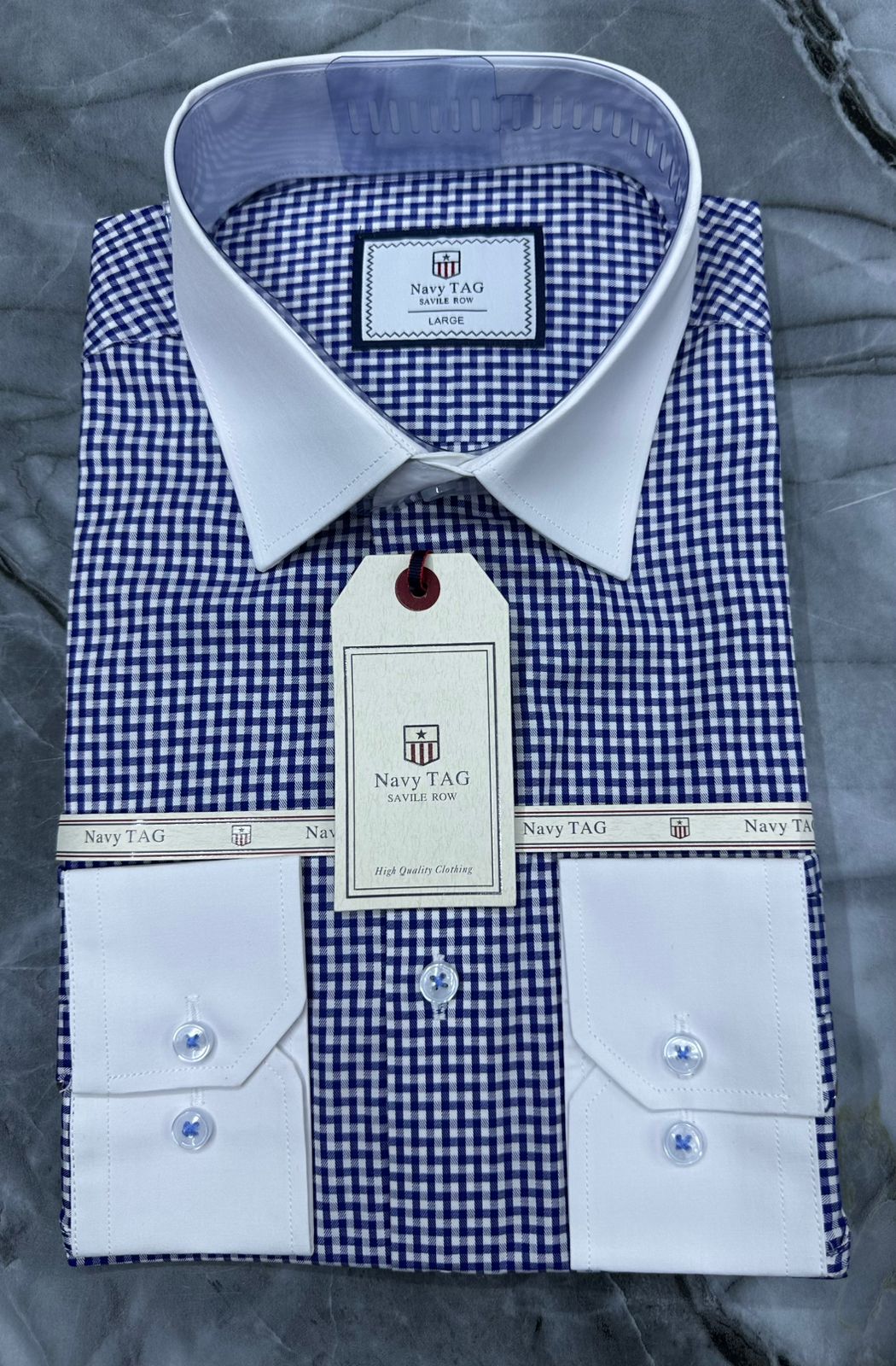 Navy TAG Premium Cotton Long Sleeve Shirts for Office & Casual Wear