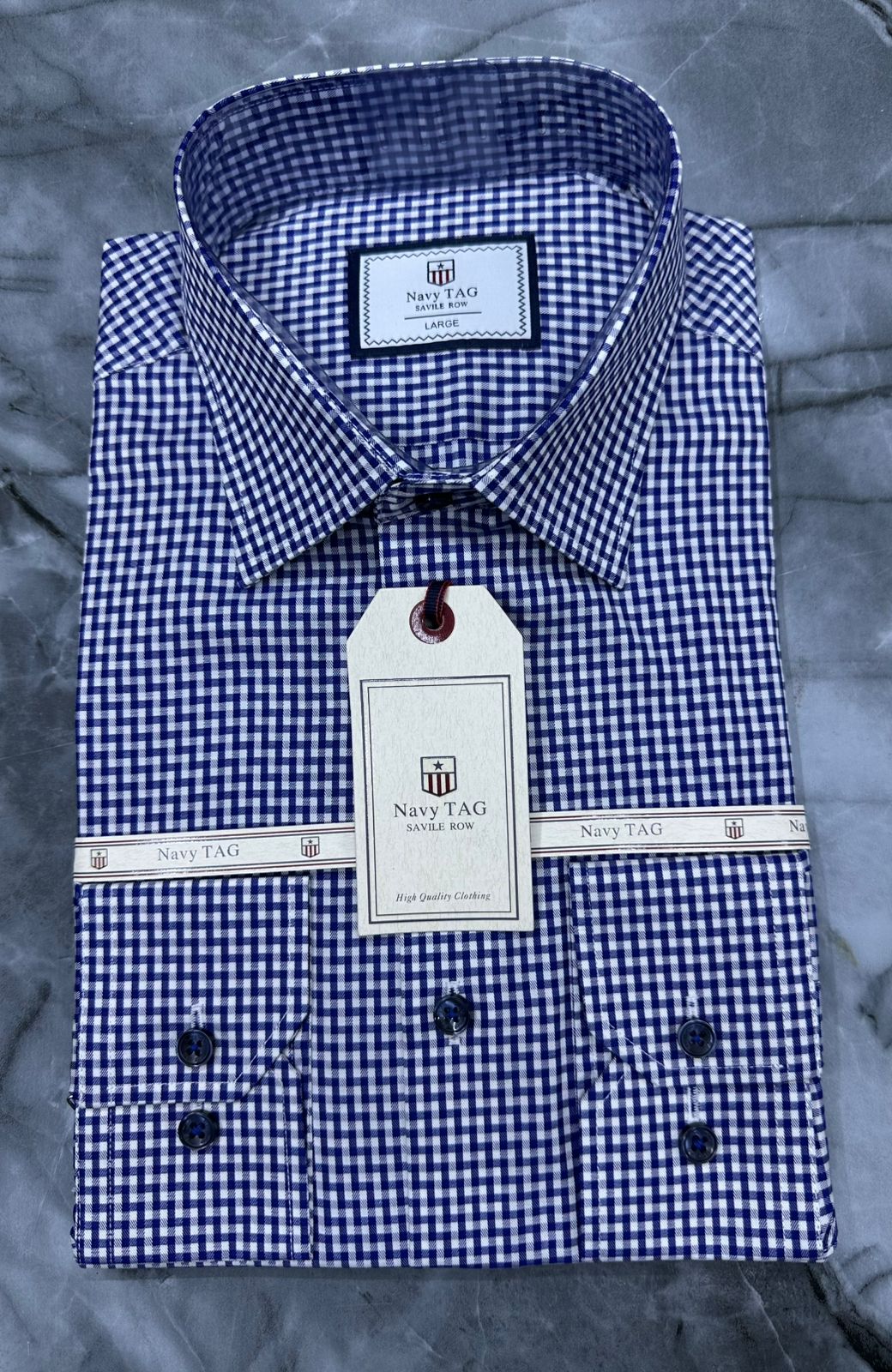 Navy TAG Premium Cotton Long Sleeve Shirts for Office & Casual Wear