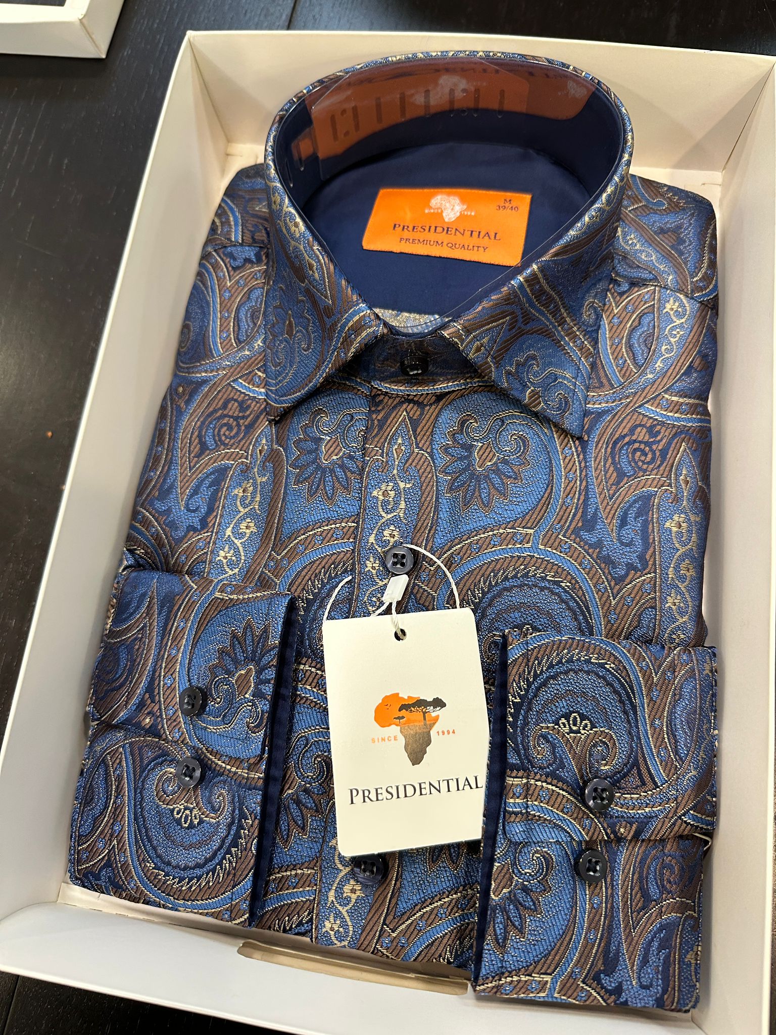 Presidential Premium African Paisley Dress Shirt – Luxury Men’s Button-Up