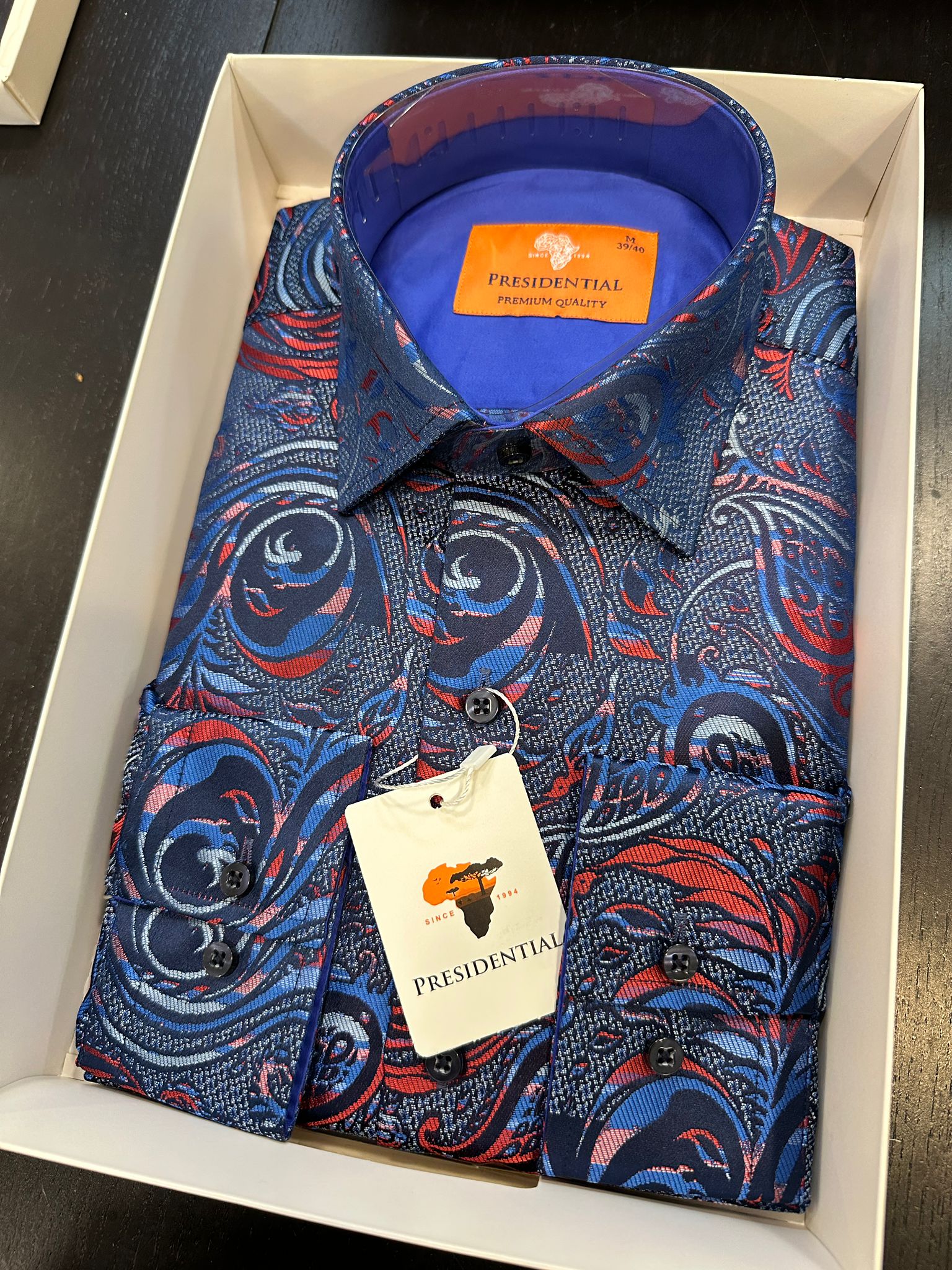 Presidential Premium African Paisley Dress Shirt – Luxury Men’s Button-Up