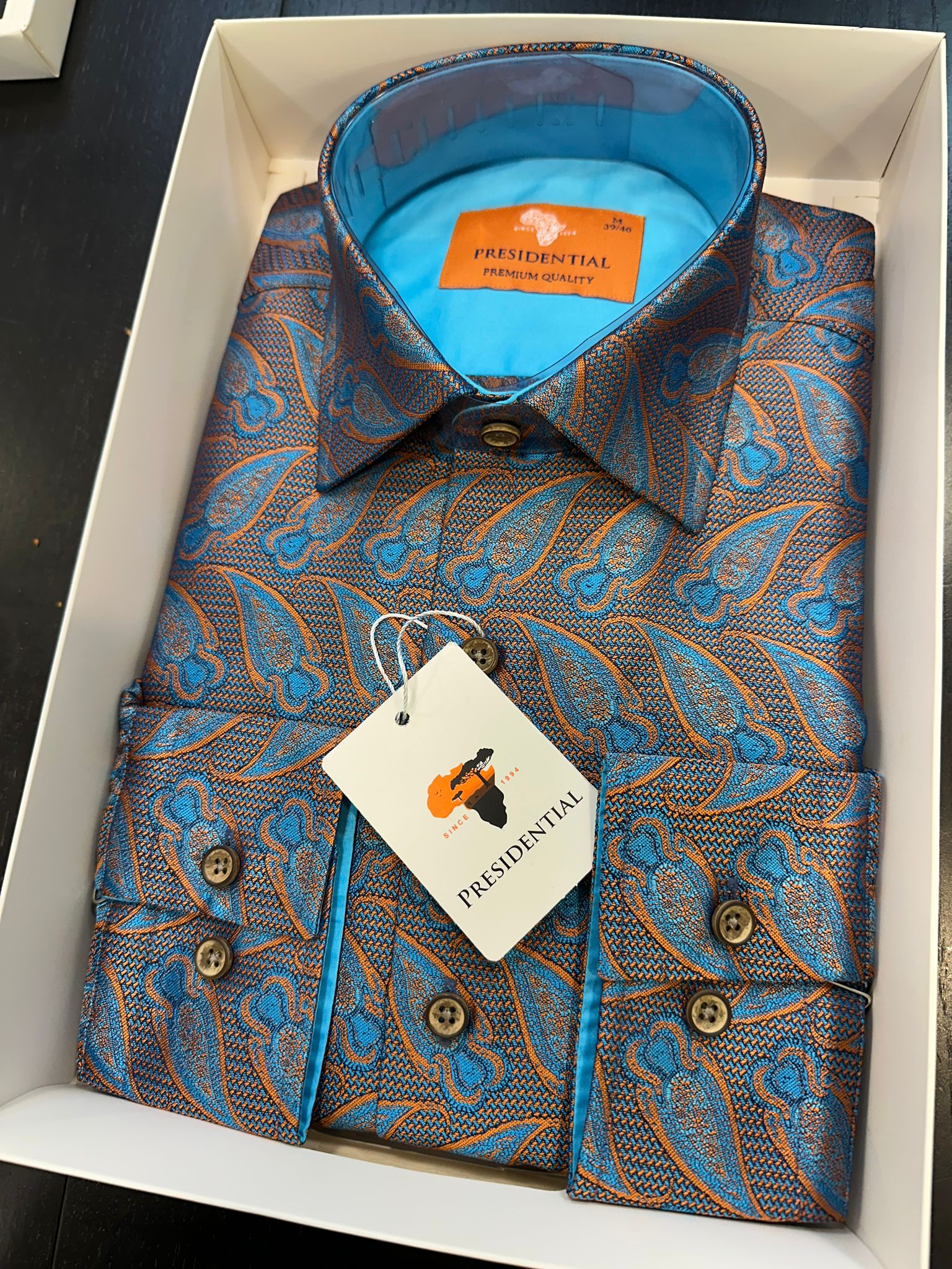 Presidential Premium African Paisley Dress Shirt – Luxury Men’s Button-Up