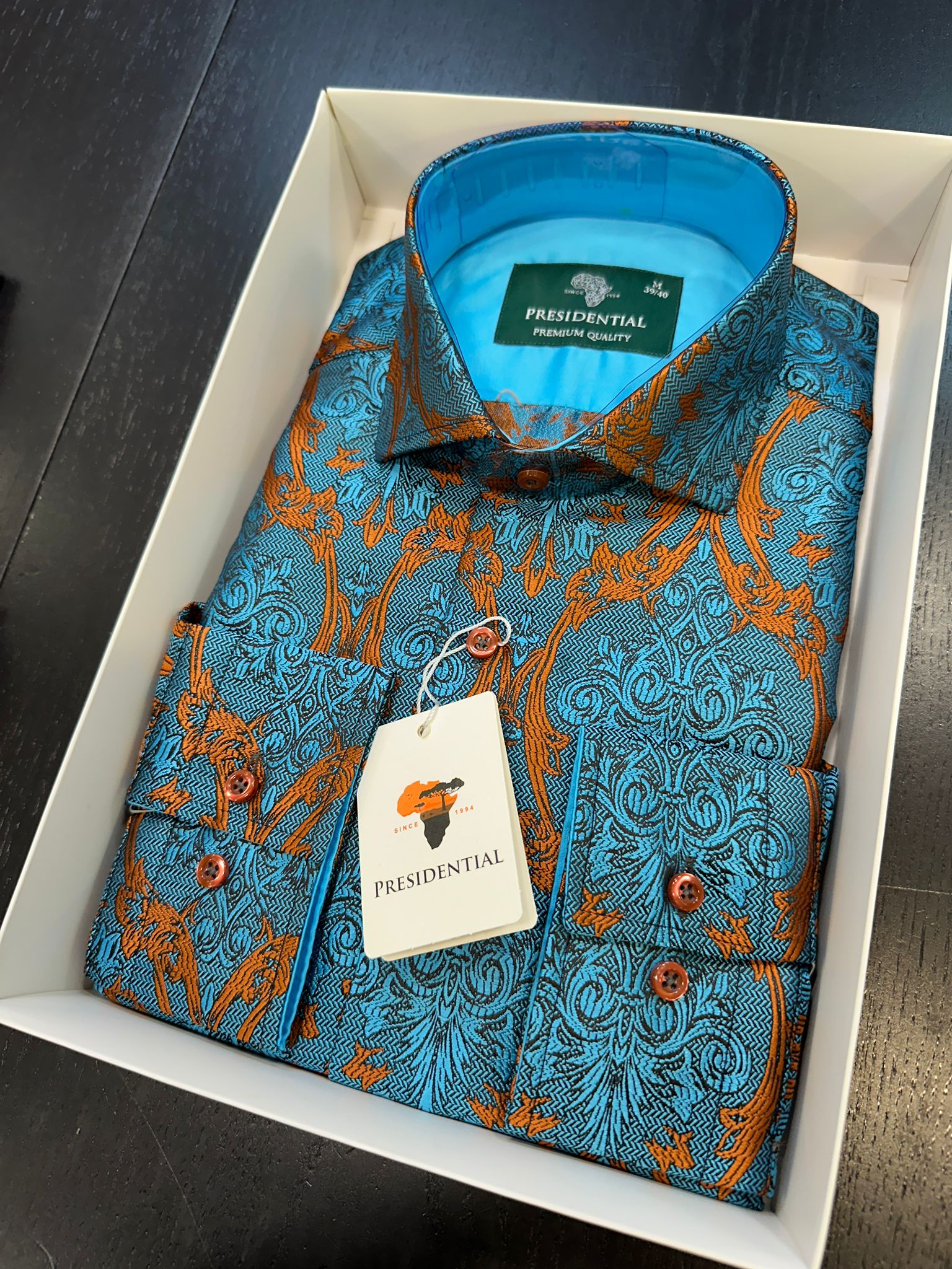Presidential Premium African Paisley Dress Shirt – Luxury Men’s Button-Up