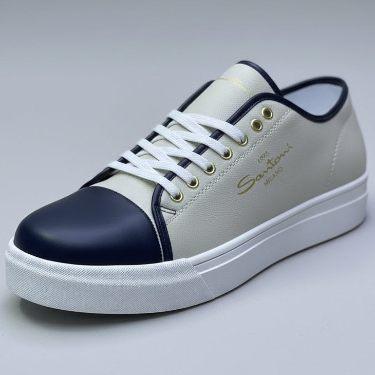 🔴Santoni Milano Premium Leather Low-Top Sneakers🔴