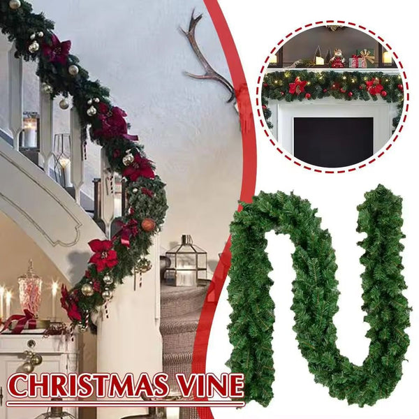 2.7m UndecoratedLuxury Artificial Christmas Vine Garland – Green Holiday Staircase & Fireplace Deco