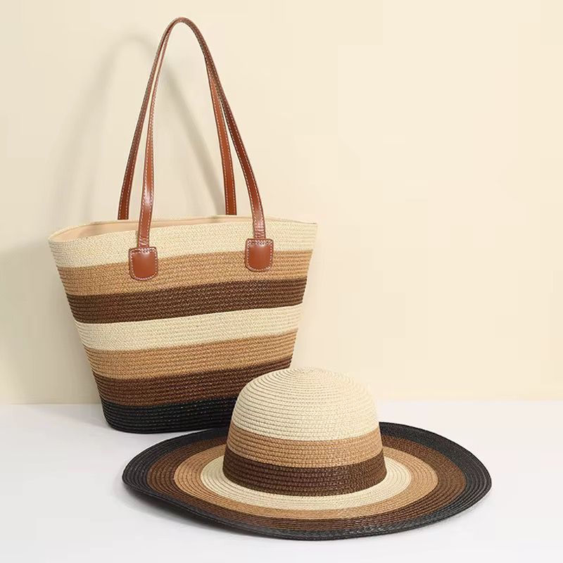 Summer Straw Tote & Sun Hat Set