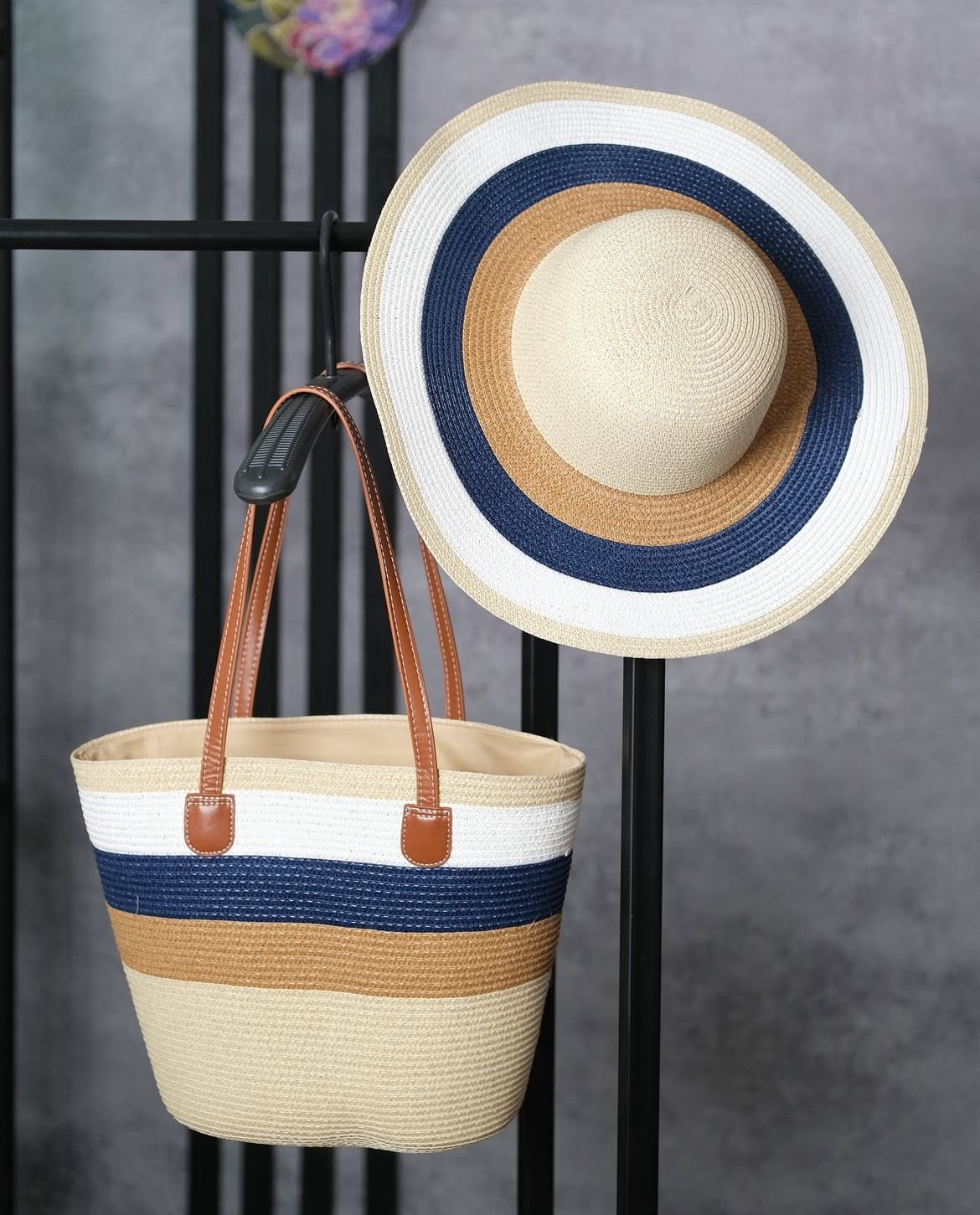 Summer Straw Tote & Sun Hat Set
