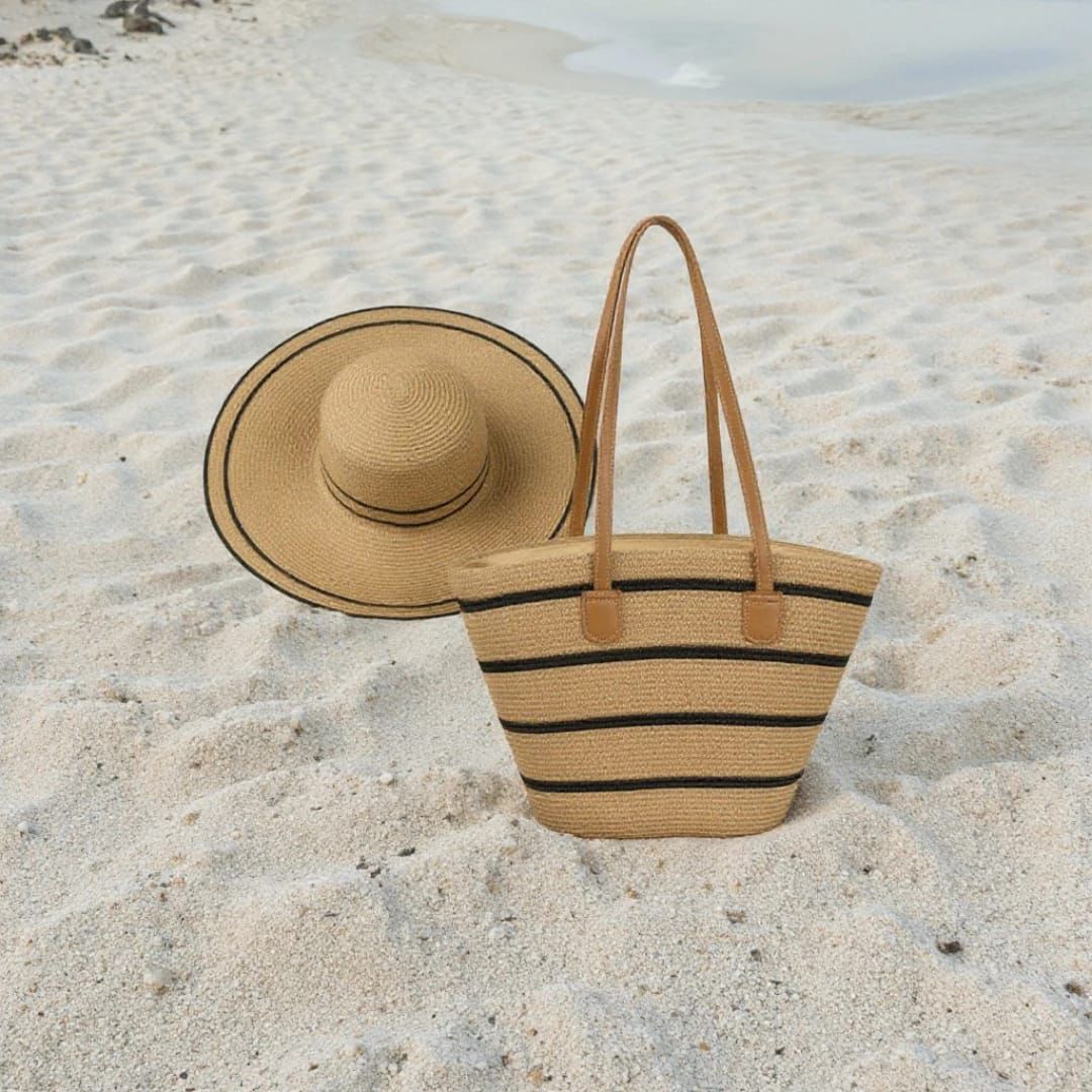 Summer Straw Tote & Sun Hat Set
