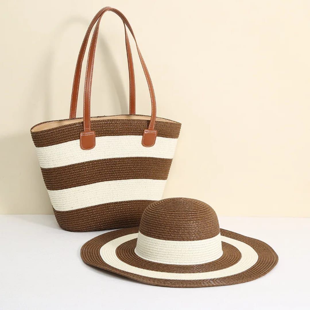 Summer Straw Tote & Sun Hat Set