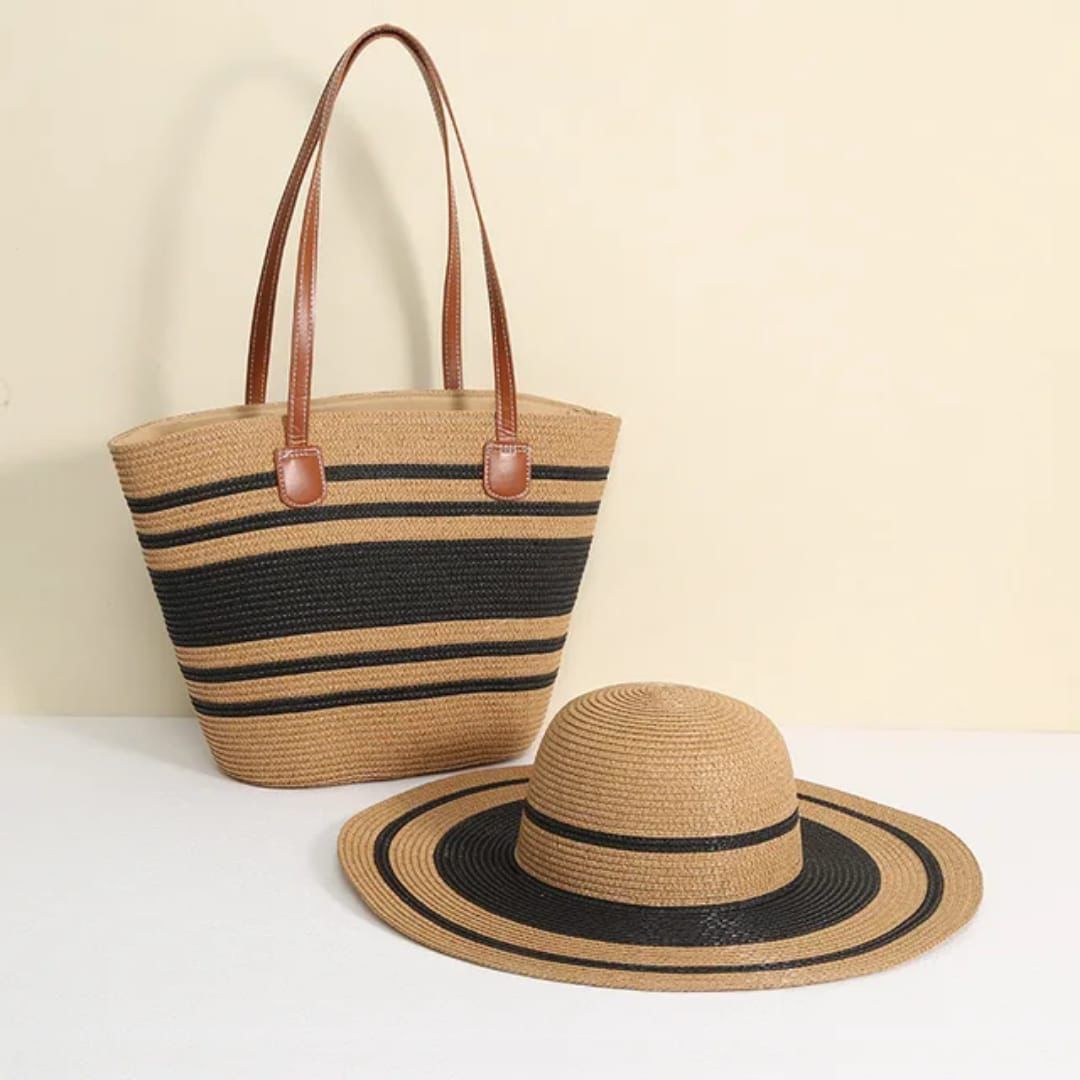 Summer Straw Tote & Sun Hat Set