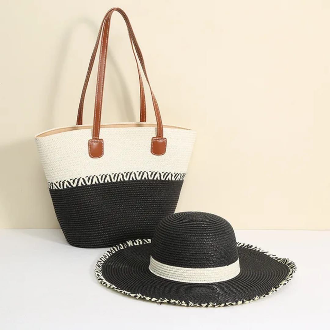 Summer Straw Tote & Sun Hat Set