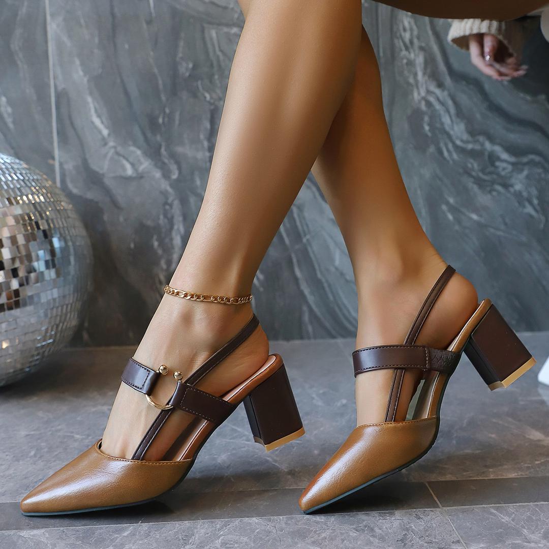 Elegant Dual-Tone Block Heel Slingbacks