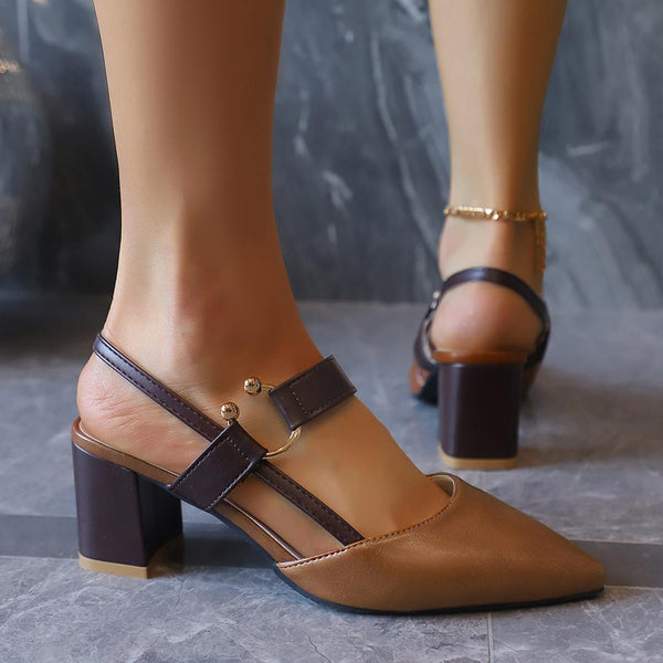 Elegant Dual-Tone Block Heel Slingbacks
