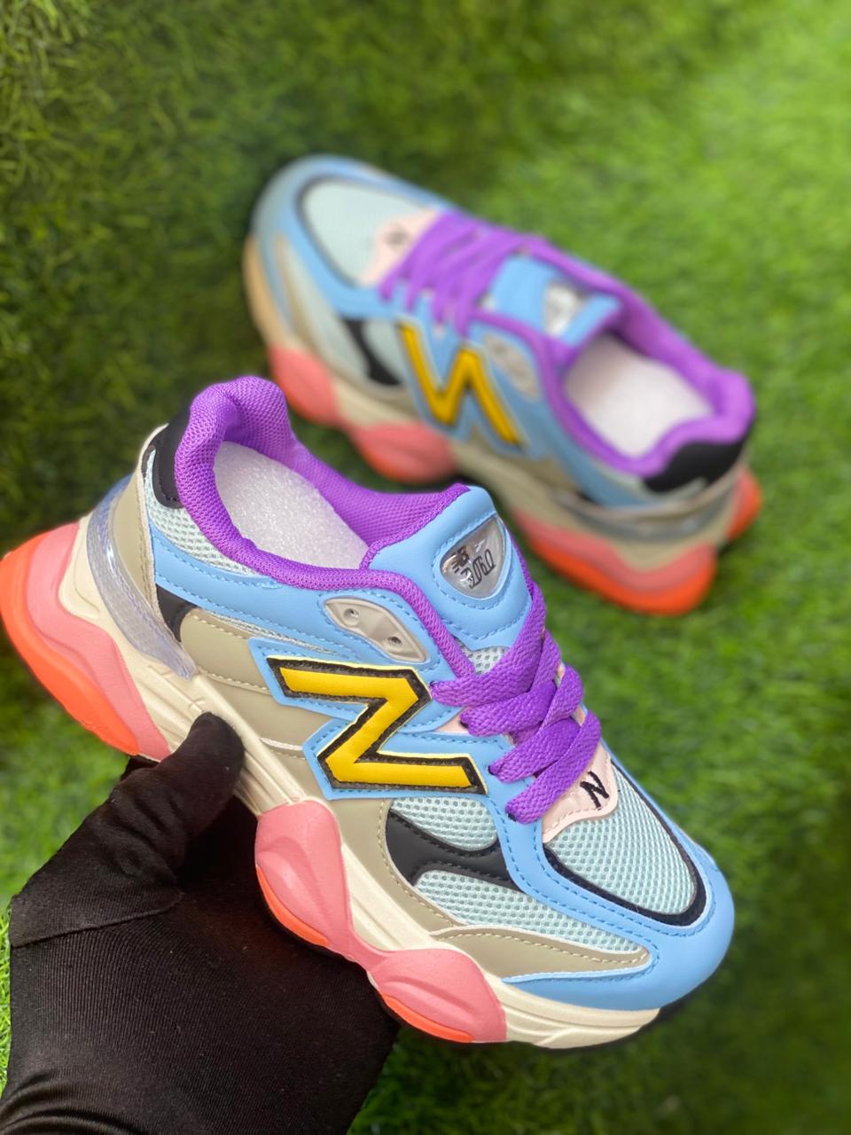 Kids Chunky Pink Athletic Sneakers – Breathable Mesh & Suede Comfort Runners