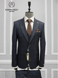 Men’s Luxury Checkered 3-Piece Suit – Tailored Fit Blazer, Waistcoat & Trousers