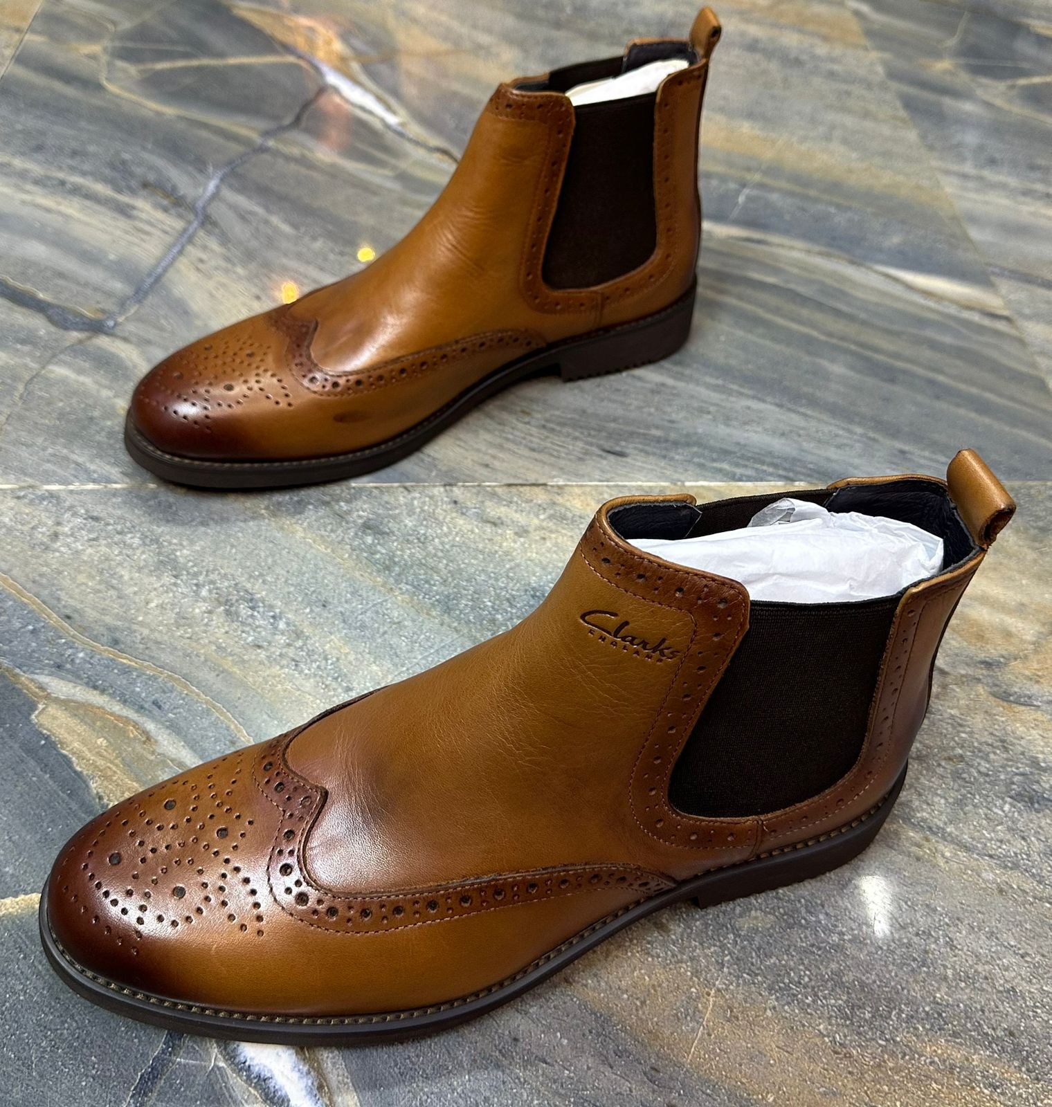 Clarks Men’s Brogue Leather Chelsea Boots