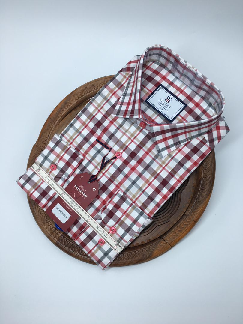 NavyTag Shirt – Black & Blue Abstract Print