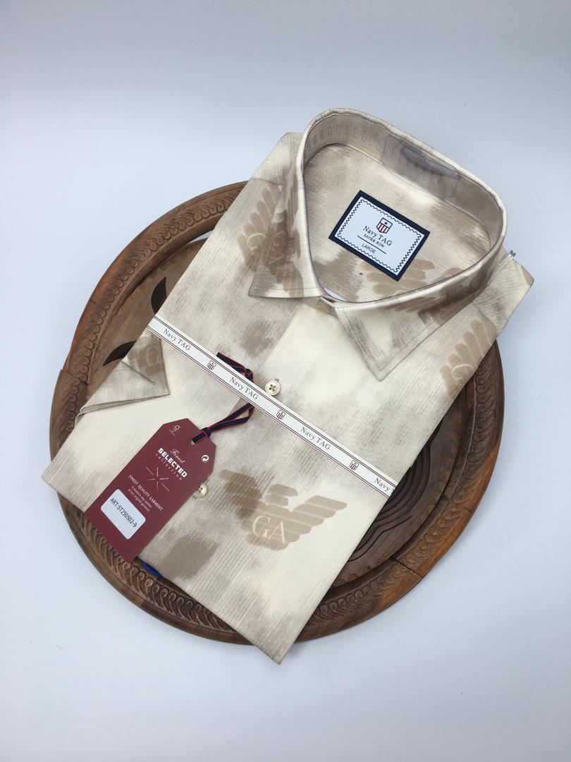 NavyTag Shirt – Black & Blue Abstract Print