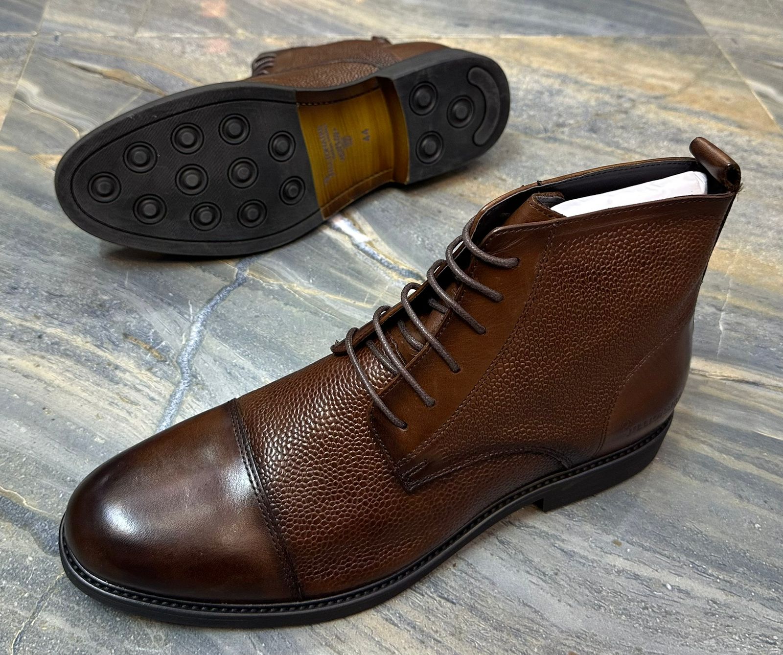 Men’s Premium Brown Leather Cap-Toe Boots