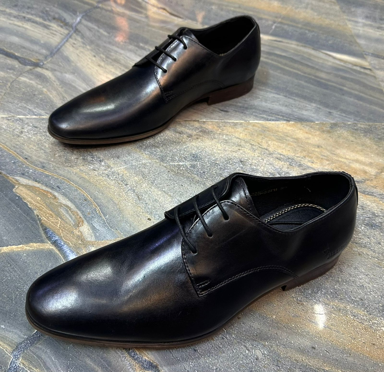 Men’s Classic Black Leather Derby Shoes – Premium Formal Lace-Up Footwear