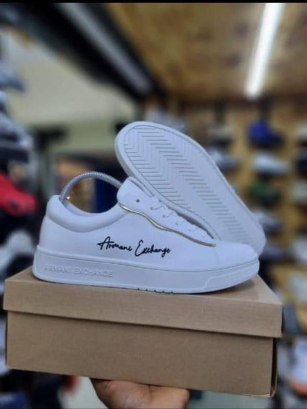 Armani Exchange Men’s Signature Leather Sneakers