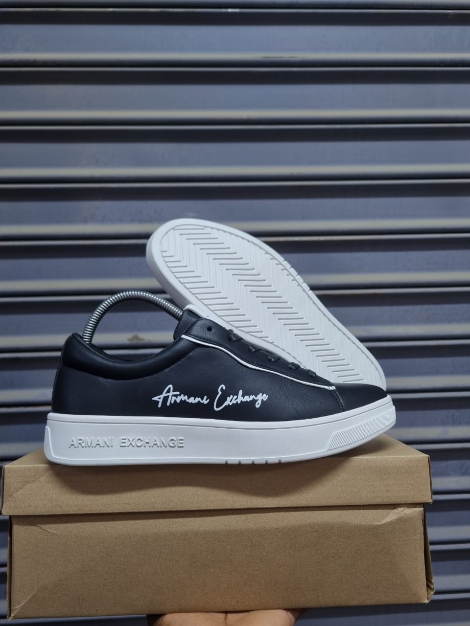 Armani Exchange Men’s Signature Leather Sneakers