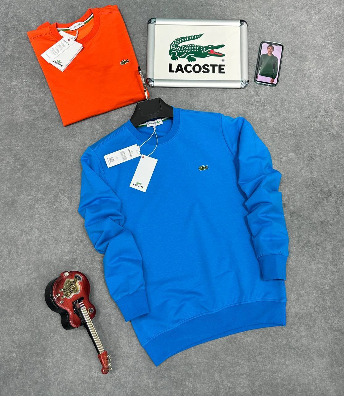 Lacoste Men’s Classic Crewneck Sweatshirt – Signature Crocodile Logo (Multiple Colors)