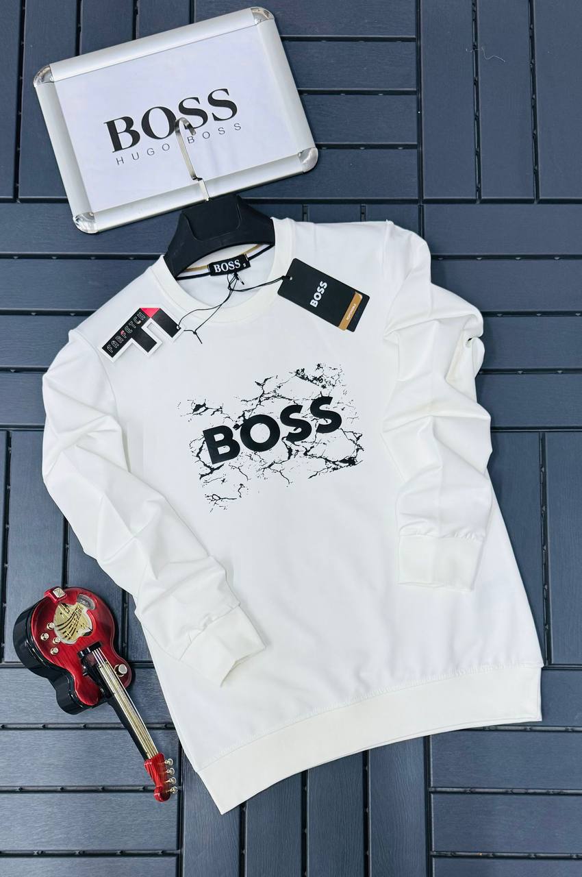 Hugo Boss Men’s Premium White Crewneck Sweatshirt