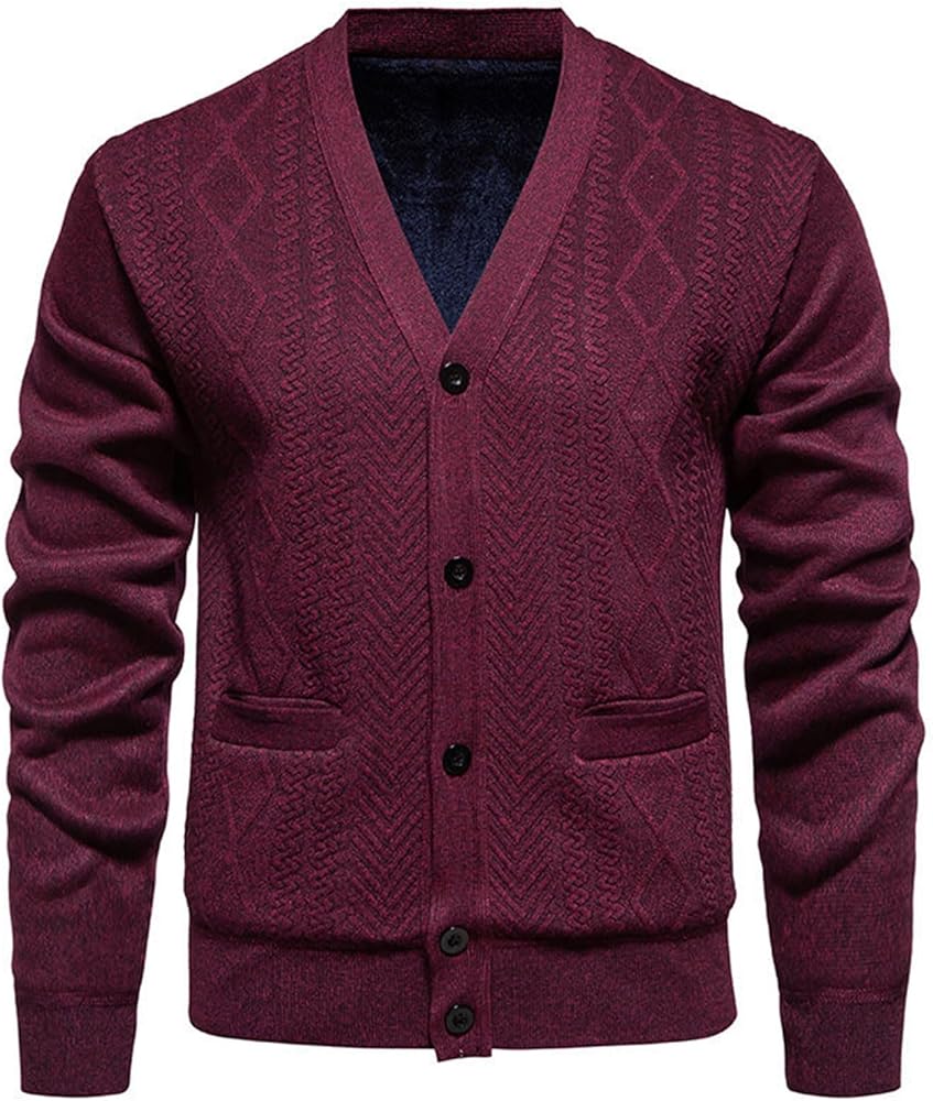 Men’s Classic Knit Button-Up Cardigan – Textured Pattern