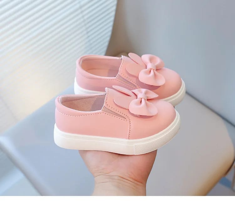Girls Bow Slip-On Shoes – Soft Sole Toddler Casual Sneakers