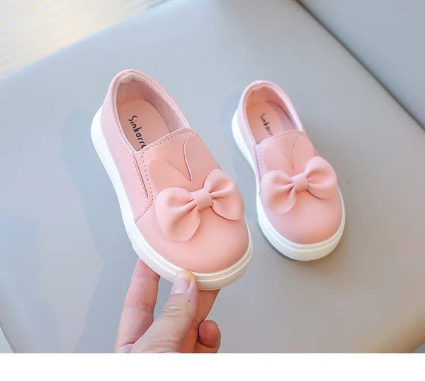 Girls Bow Slip-On Shoes – Soft Sole Toddler Casual Sneakers
