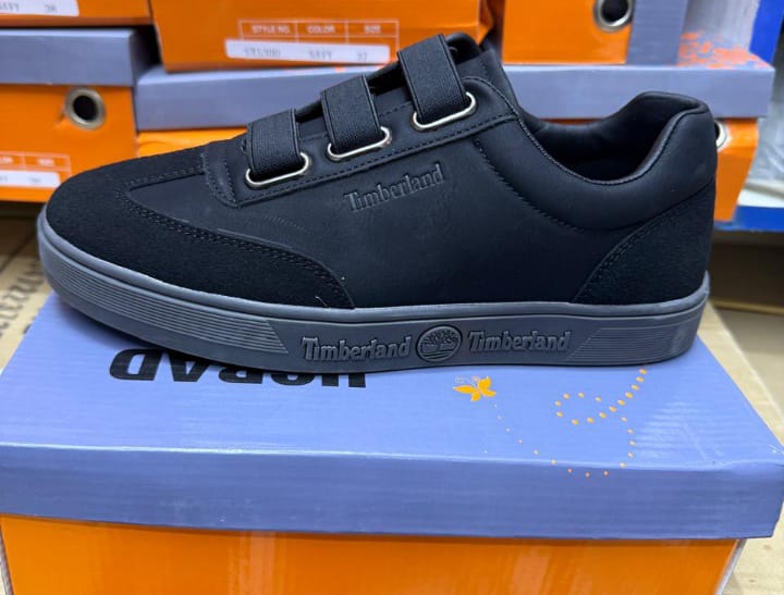 Timberland Men’s Black Casual Sneakers – Strap Closure Low-Top Shoes