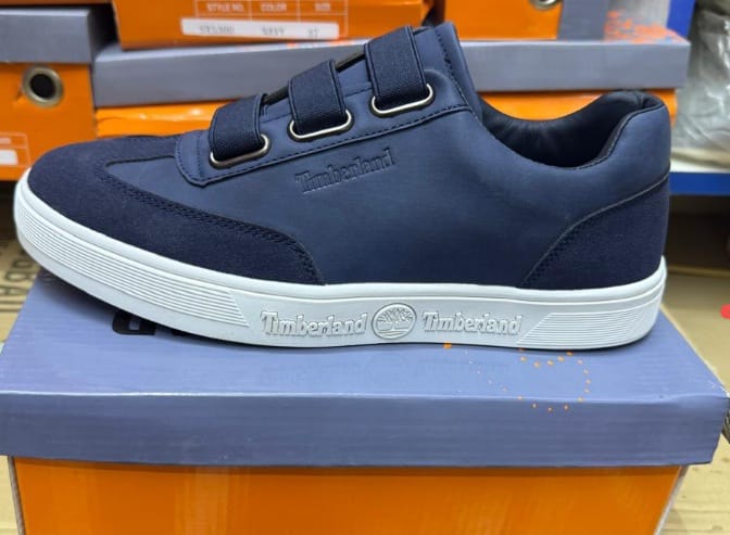 Timberland Men’s Black Casual Sneakers – Strap Closure Low-Top Shoes