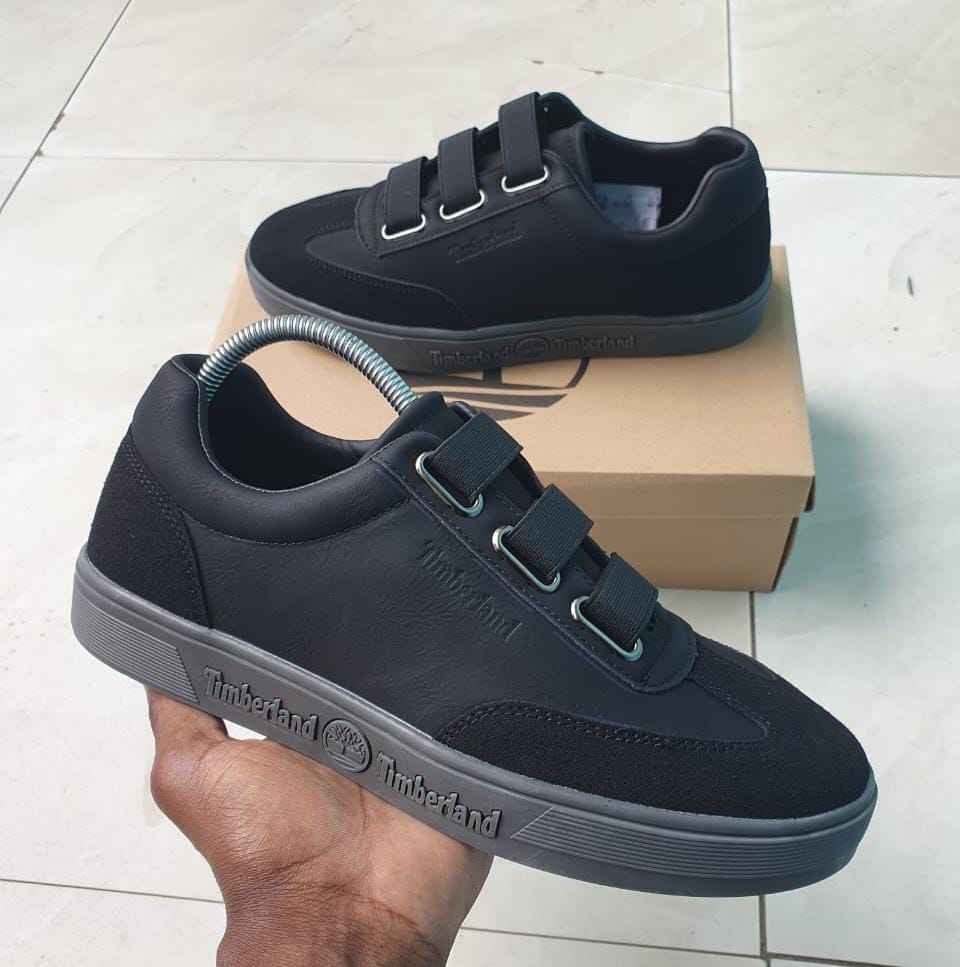 Timberland Men’s Black Casual Sneakers – Strap Closure Low-Top Shoes