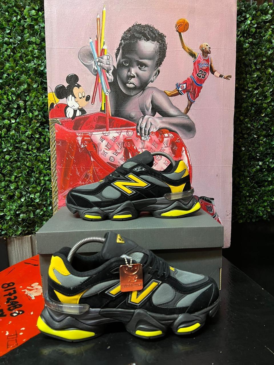 Chunky Running Sneakers – Black & Yellow Sport Performance Shoes