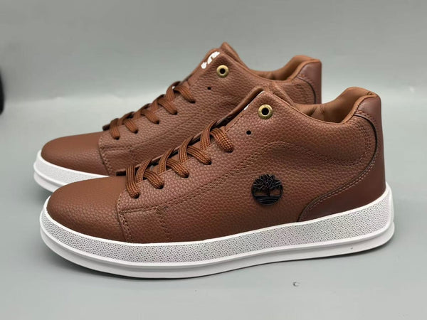 Men’s Brown Leather Casual Sneakers – Low-Top Classic Everyday Shoes