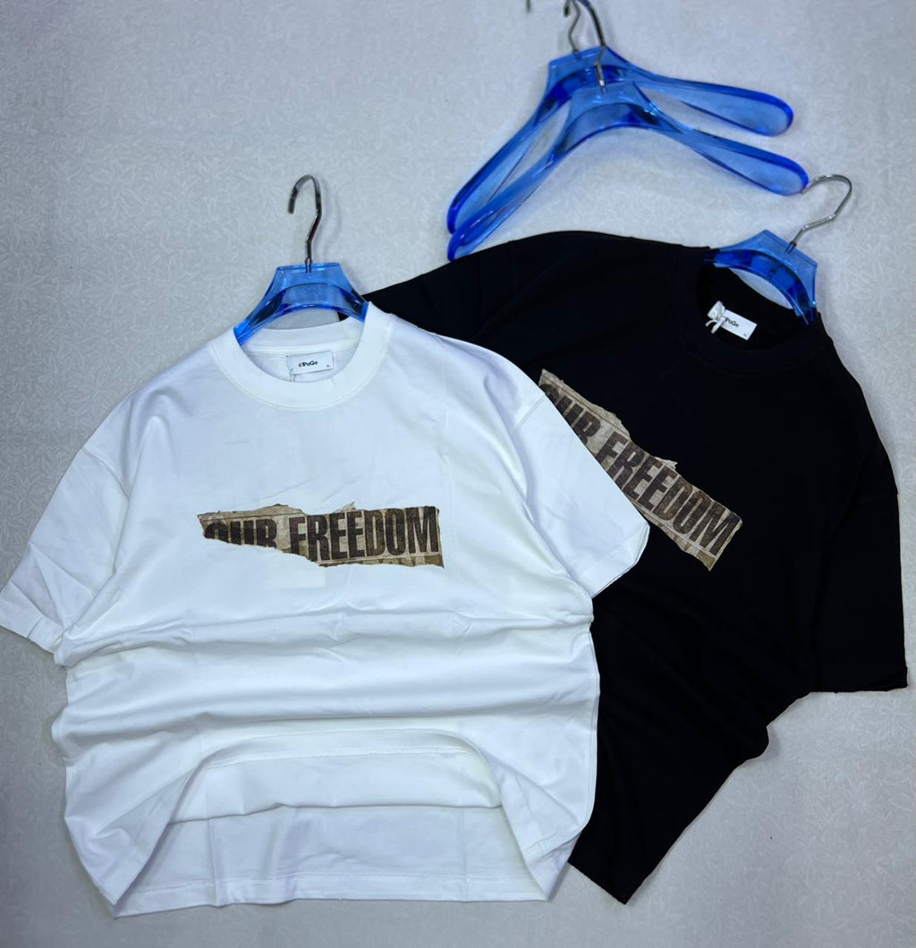 White Graphic T-Shirt – “Our Freedom” Casual Cotton Tee