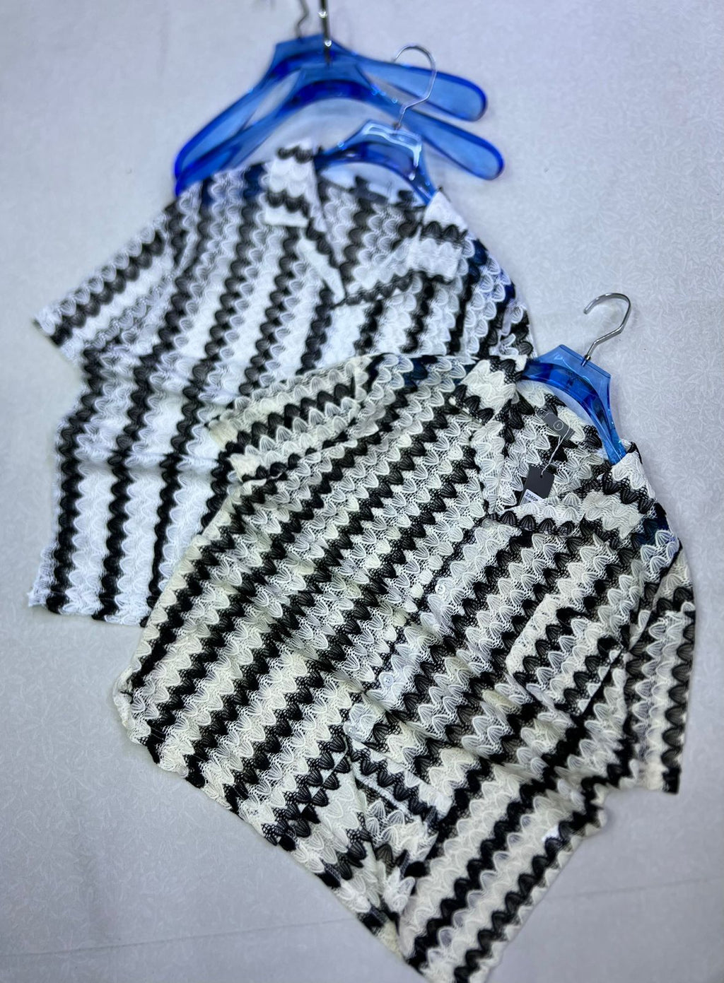 Stylish Casual Button-Up - Textured Lace Short-Sleeve Shirt