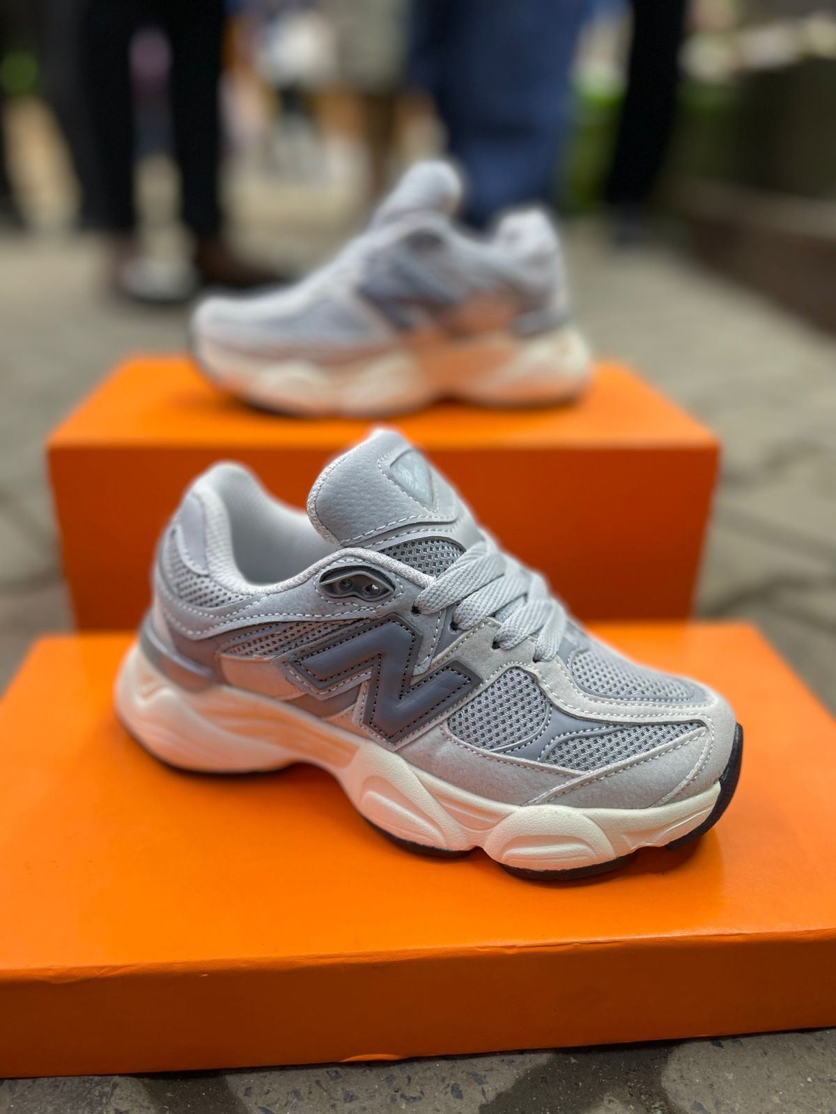 New Balance Style Sneakers – Grey Chunky Sole Casual Shoes