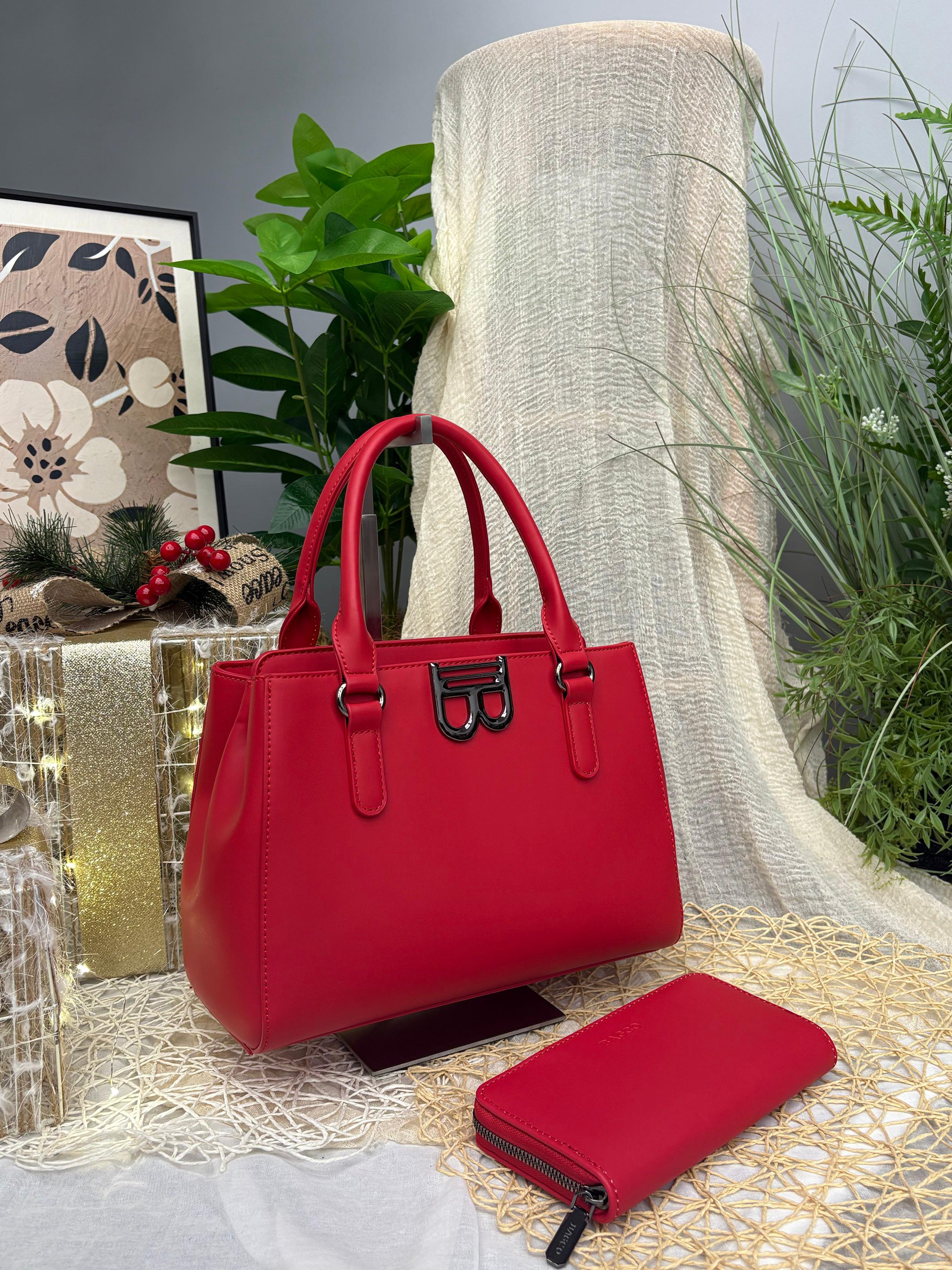 Elegant Structured Handbag with Matching Zip Wallet | Minimalist Luxury Tote