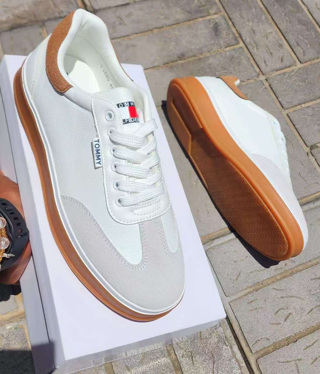 Men’s Casual Leather Sneakers with Gum Sole | Everyday Comfort Lace-Up Shoes