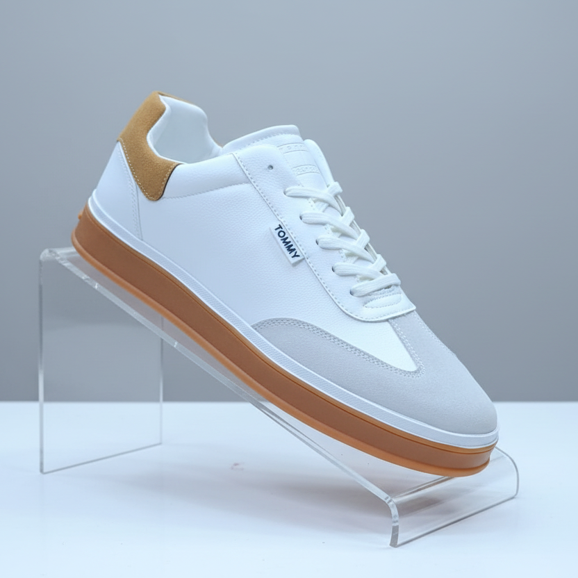 Tommy Men’s Leather Low-Top Sneakers with Gum Sole