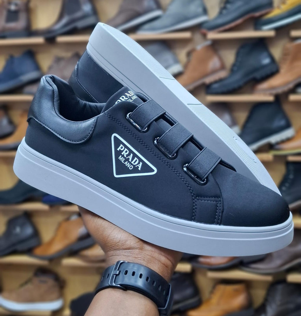 Prada Milano Men’s Black Leather Low-Top Sneakers