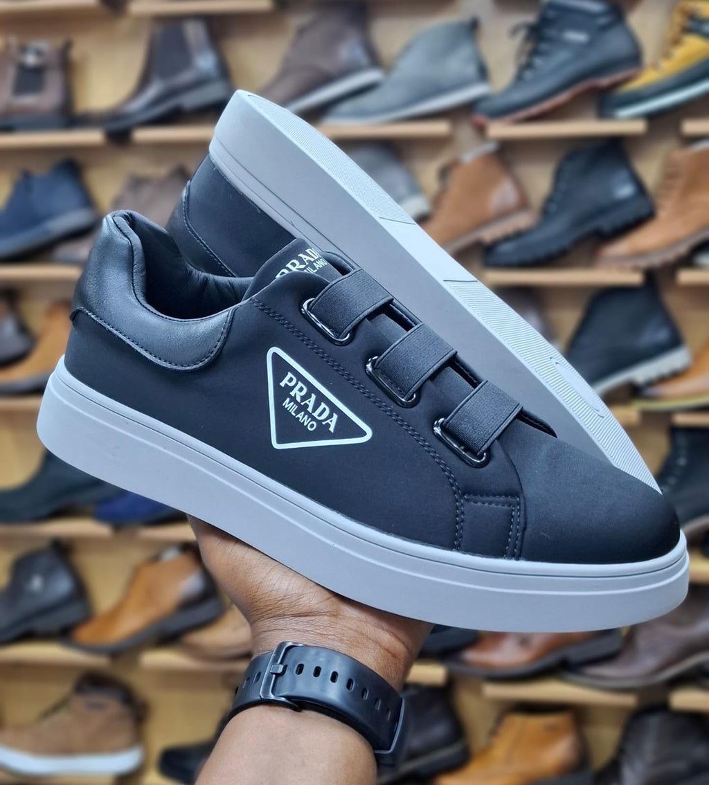 Prada Milano Men’s Black Leather Low-Top Sneakers