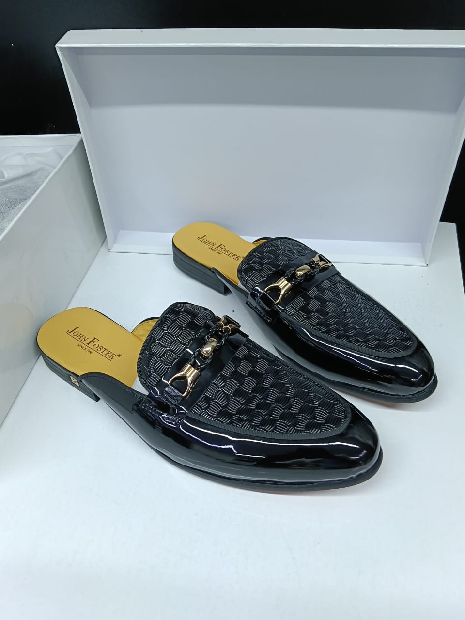 Men’s Patent Leather Backless Loafers (Mules) – Luxury Slip-On Designer Shoes