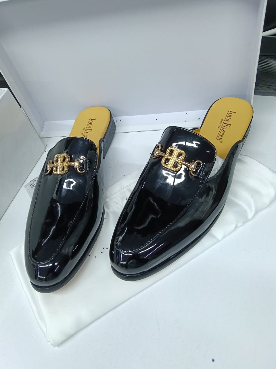 Men’s Patent Leather Backless Loafers (Mules) – Luxury Slip-On Designer Shoes