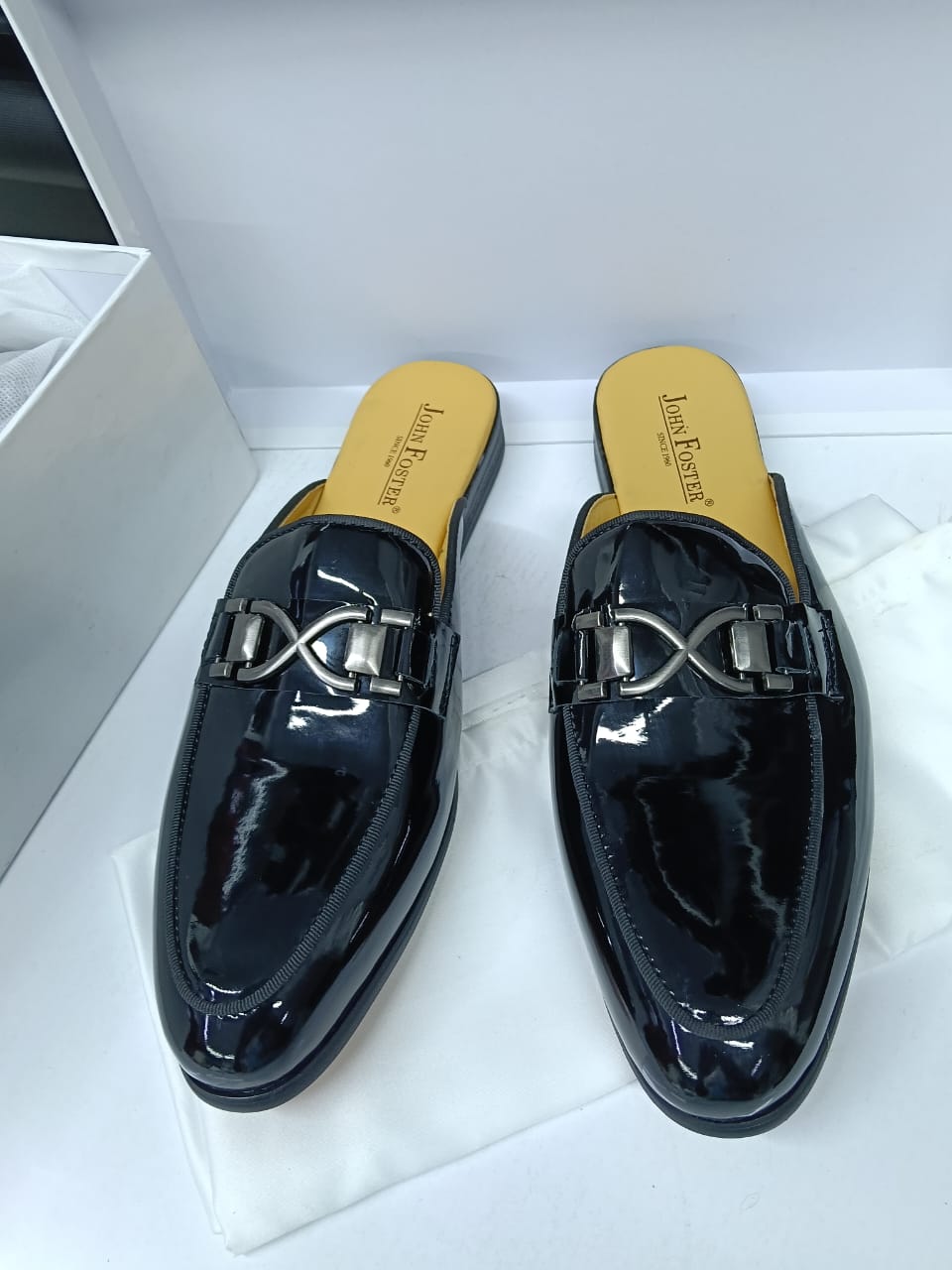 Men’s Patent Leather Backless Loafers (Mules) – Luxury Slip-On Designer Shoes