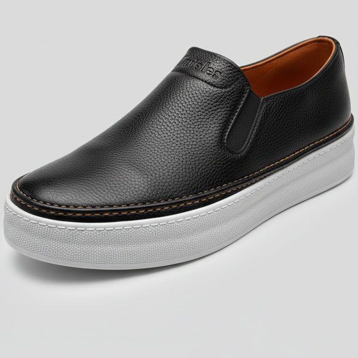 Men’s Premium Slip-On Leather Sneakers – Everyday Casual Comfort