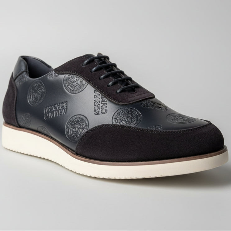 Classic Embossed Leather Lace-Up Dress Shoes for Men