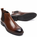 Men’s Genuine Leather Chelsea Boots – Burnished Brown & Classic Black Formal Ankle Boots
