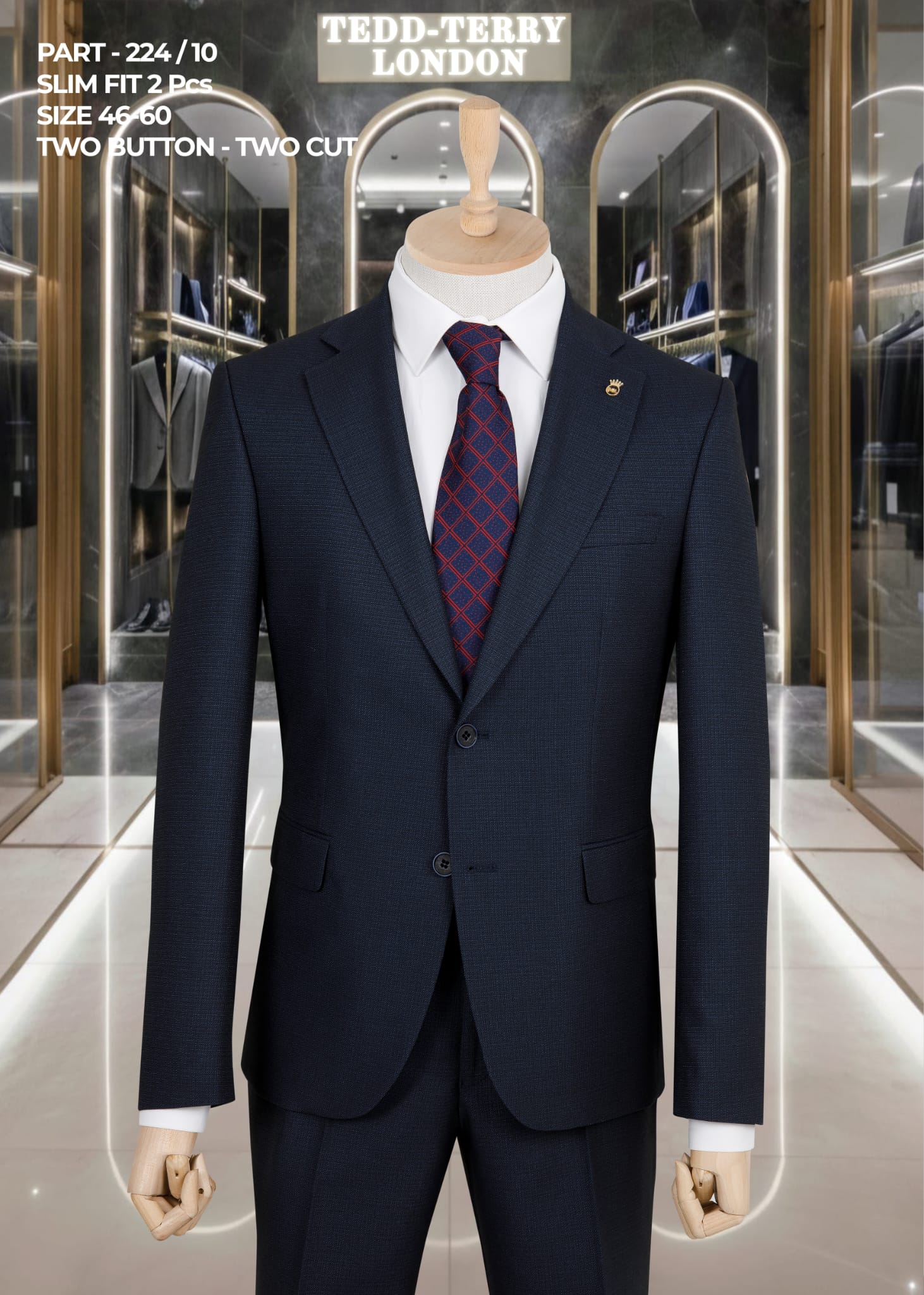 Slim Fit 2-Piece Men’s Suit – Two Button, Two Cut Formal Suit (Size 46–60)